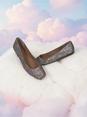 INC Sparkling Silver Flats Size 9.5